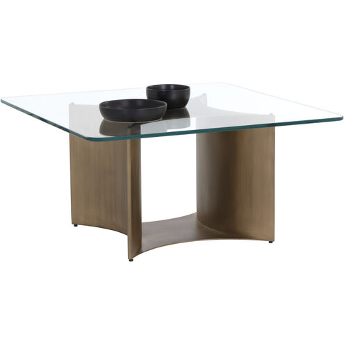 Denver 34 X 34 inch Clear / Antique Brass Coffee Table